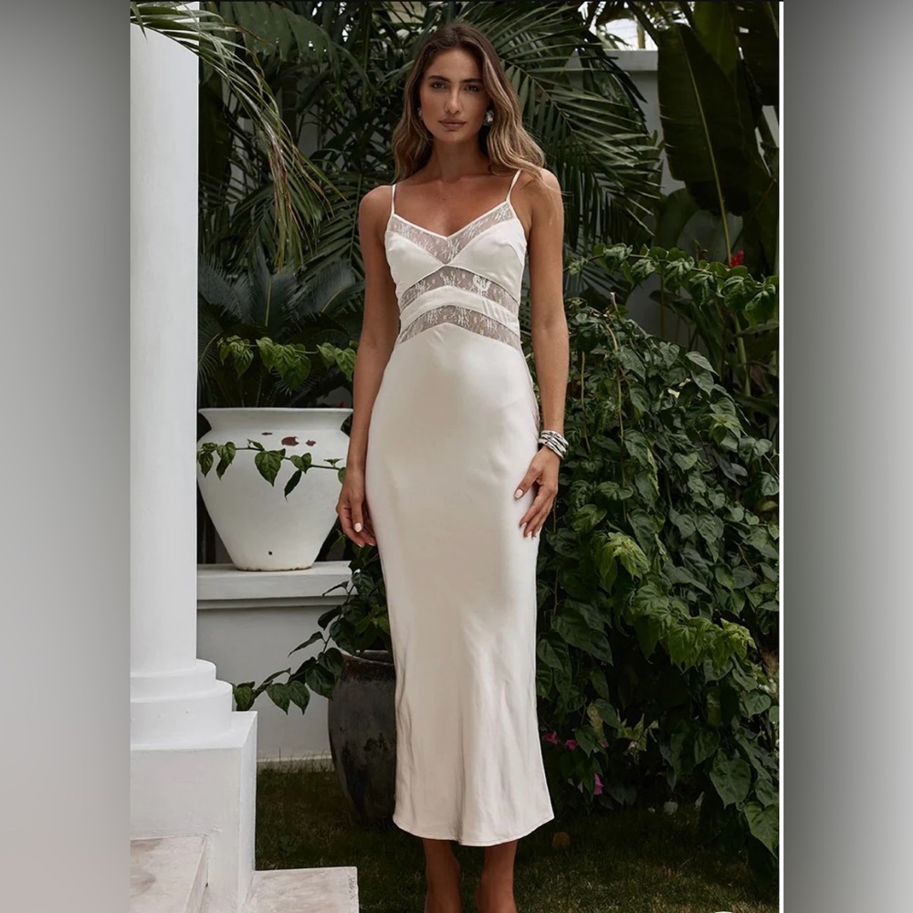 JAUS Rose Midi Dress - Ivory/Champagne (XL)